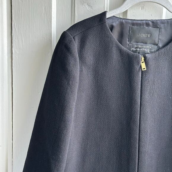 J. Crew Double Cloth Collarless Coat Wool Black - Picture 5 of 9